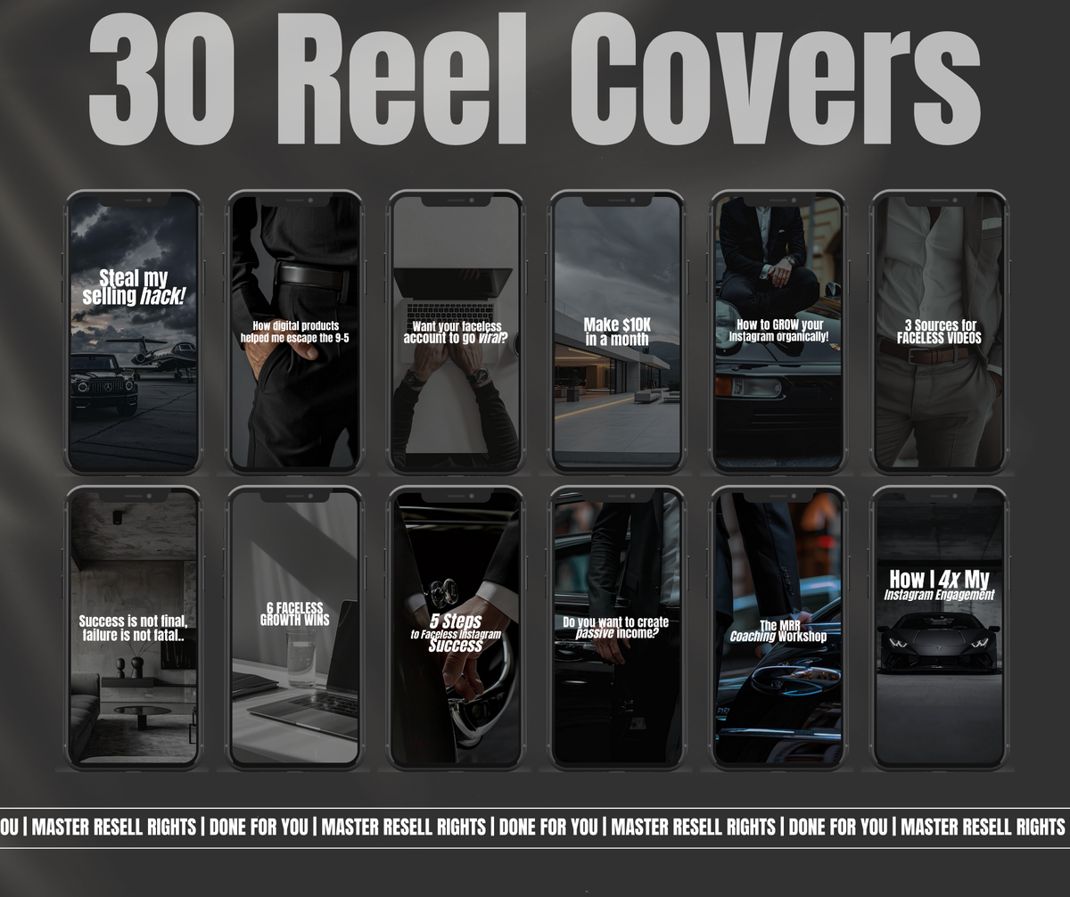 Faceless social media bundle with 30 luxury car reels and reel covers