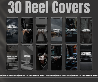 Faceless social media bundle with 30 luxury car reels and reel covers